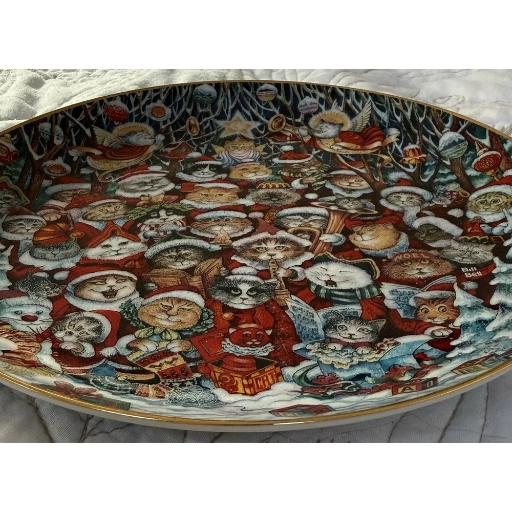 Franklin Mint Santa Claws Christmas Cat Plate 8